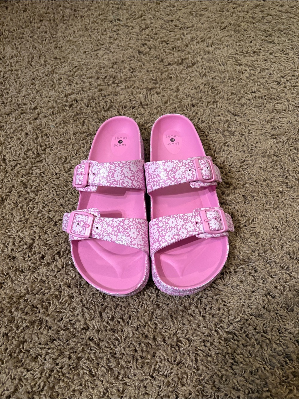 Girls' Pink Floral Double-Strap Sandals